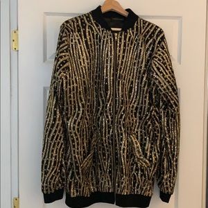 Custom made casual luxury gold sequins jacket